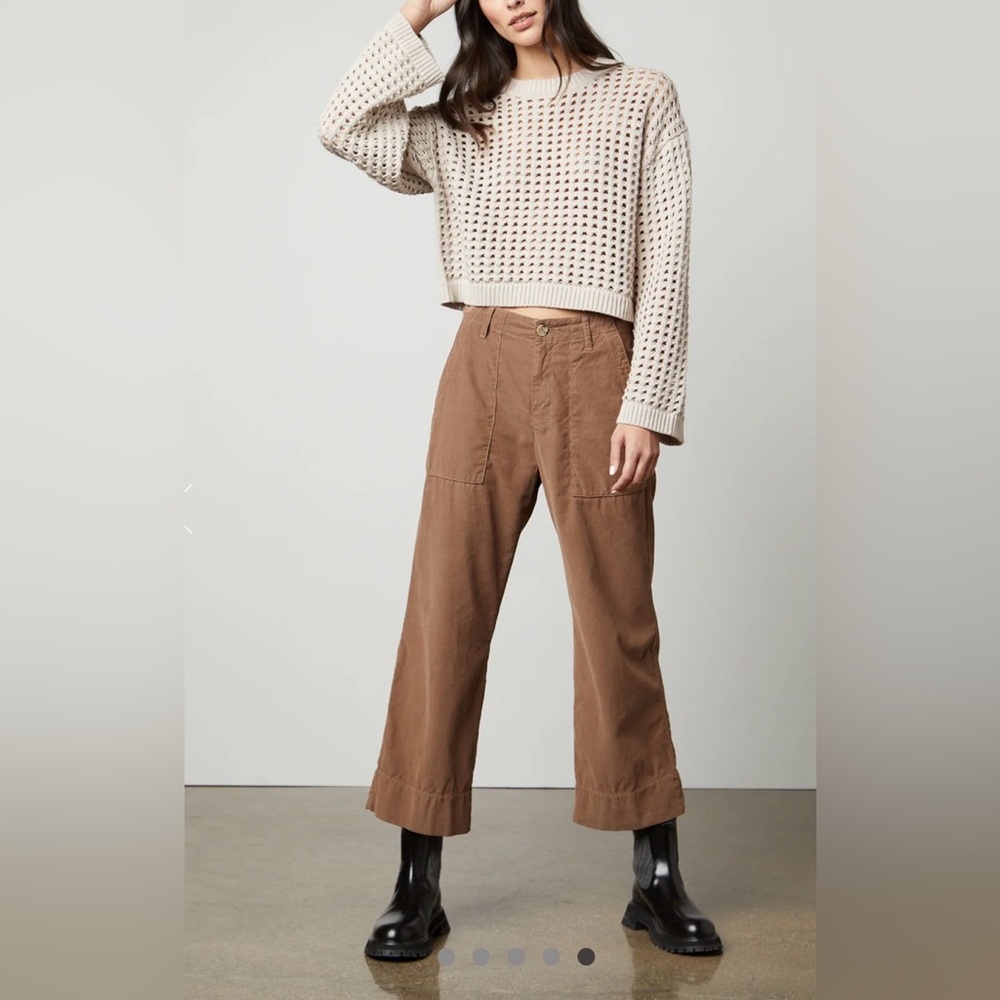 VELVET BY GRAHAM & SPENCER Sammie Mesh Knit Crew Neck Sweater in Dune Size XS - Picture 11 of 17